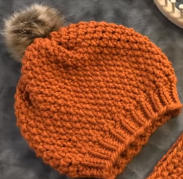 Loom Knit A Beanie Hat Using The Crochetless Purl In 8 Stitch