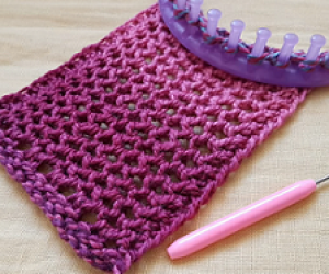 Loom knit the easy lacey hexagon stitch